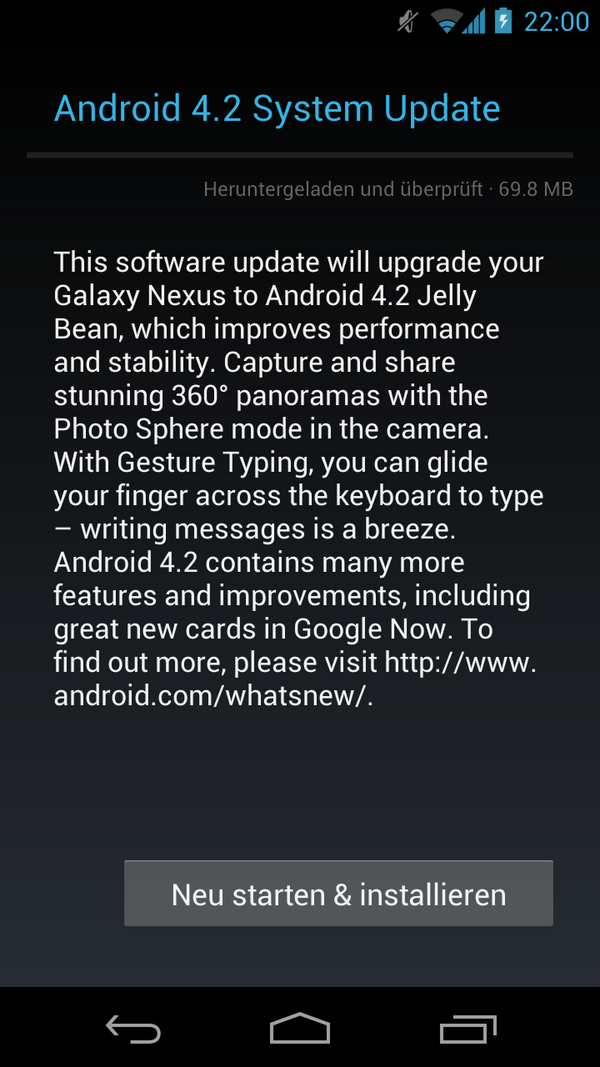 Hicore's tweet image. Es ist soweit #android #update #android42 #sgn
