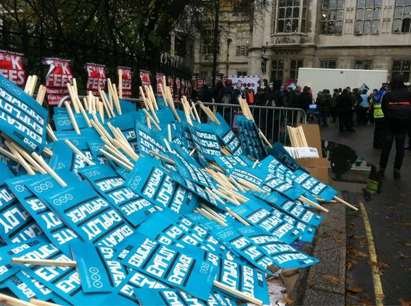 grahamwettone's tweet image. "@MetPoliceEvent: Unused placards at start of #demo2012  #winningfail" small turn out then ?