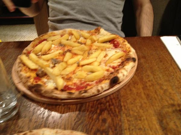 MorrisonAJ's tweet photo. Learned today what a connoisseur of fine-dining @johnrooksby is. #chippizza http://t.co/tGvDHL3D