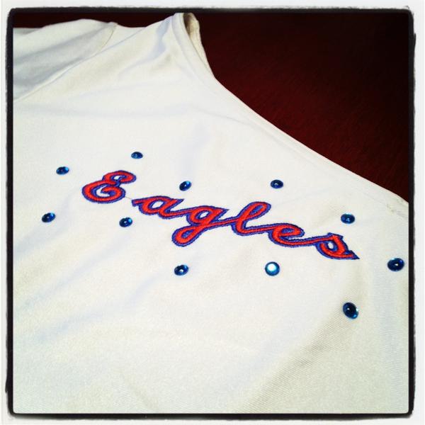 CNDanceTeam's tweet photo. Super excited to be rocking these newly rhinestoned tops for our Eagles this Saturday! #talonsup http://t.co/YLL0JoLV
