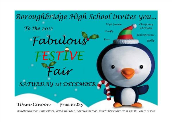 Fabulous Festive Fair - Saturday December 1st, 10am-12pm. Stalls, Raffles, Games and Prizes plus music and singing too