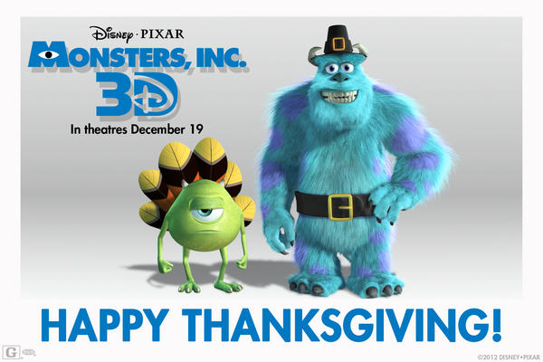 Mike and Sulley took a break from their scaring to wish you a