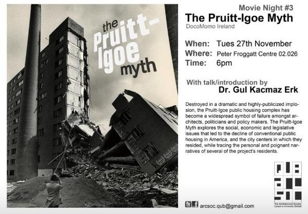 ArcSocQUB's tweet photo. Arcsoc Movie Night, Tues 27th, Peter Froggatt Centre, 6pm
The Pruitt-Igoe Myth
With intro by Dr. Gul Kacmaz Erk http://t.co/5fNfyTG6