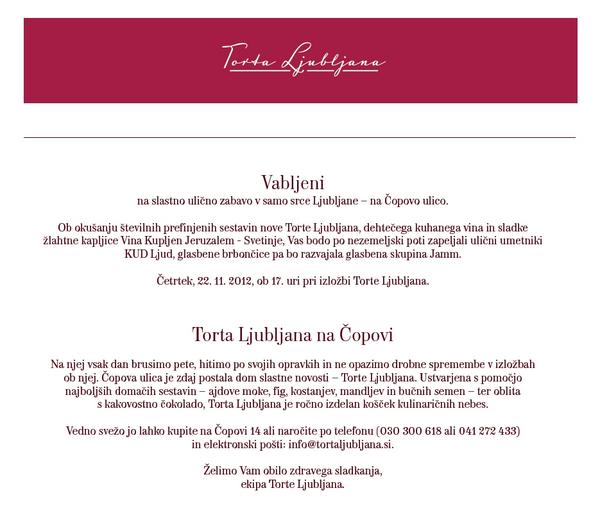 Danes po službi priporočamo da zavijete čez Čopovo, Torta Ljubljana vabi! #njamsi
