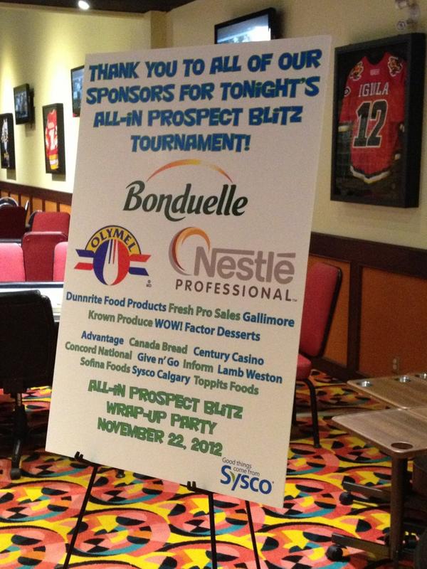 SyscoCalgary's tweet image. Thank you to our great sponsors! Everyone is getting ready to go All-In @ the event tonight.