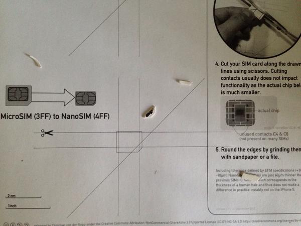 mikerbiz's tweet image. nanoSIM. Close enough, despite being a little bit wonky with the scissors. #iPhive