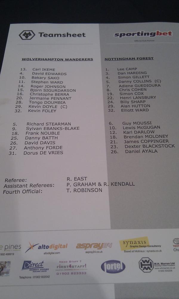 IvanGaskell1's tweet image. #wwfc #nffc team sheet #bbcfinalscore