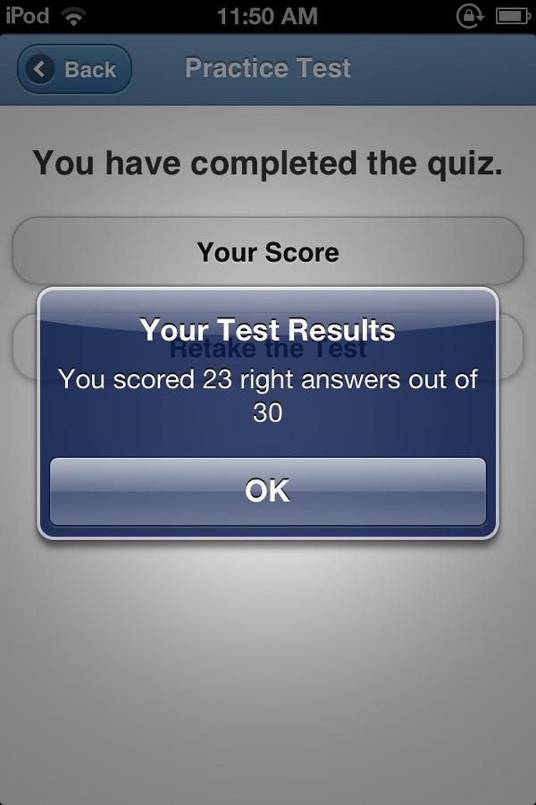 ShannonP1120's tweet image. 23/30 = 76% ... IM GONNA ROCK THIS FUCKING PERMIT TEST! #almostfailed #igotthis