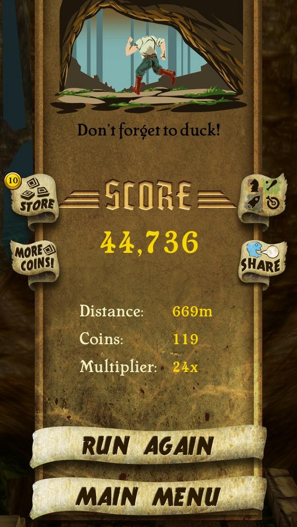 I got 44,736 points while escaping from demon monkeys. Beat that! bit.ly/TempleRunGame #TempleRun