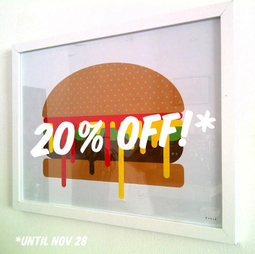 BurgermatShow's tweet photo. 20% OFF ALL @BurgermatShow ART PRINTS until Wednesday (so £24 instead of £30 per print) NICE! http://t.co/37ODgDL6 http://t.co/7UdAj5xs