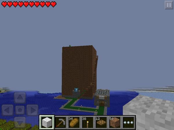 灰とヒッコリー マインクラフトpeトラップタワー完成 本当は石煉瓦で作ろうと思ったがコスト高のため土壁で 緑化を待とうか Http T Co Ercyx6hr