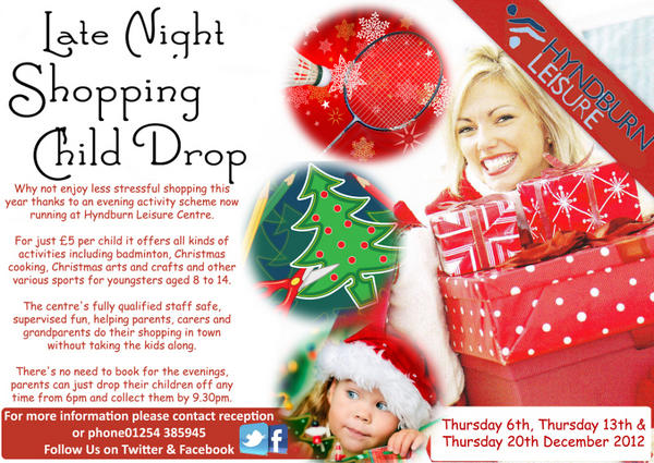 Why not enjoy a stress &amp; child free shopping this year. For £5 why not let us keep your child busy between 6pm-9.30pm.