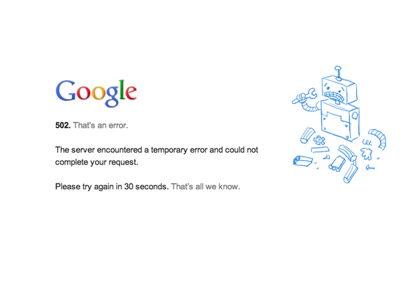 MateusDF's tweet image. Pode isso Arnaldo? Sinal do fim dos tempos? #google #serverdown #502 #502error
