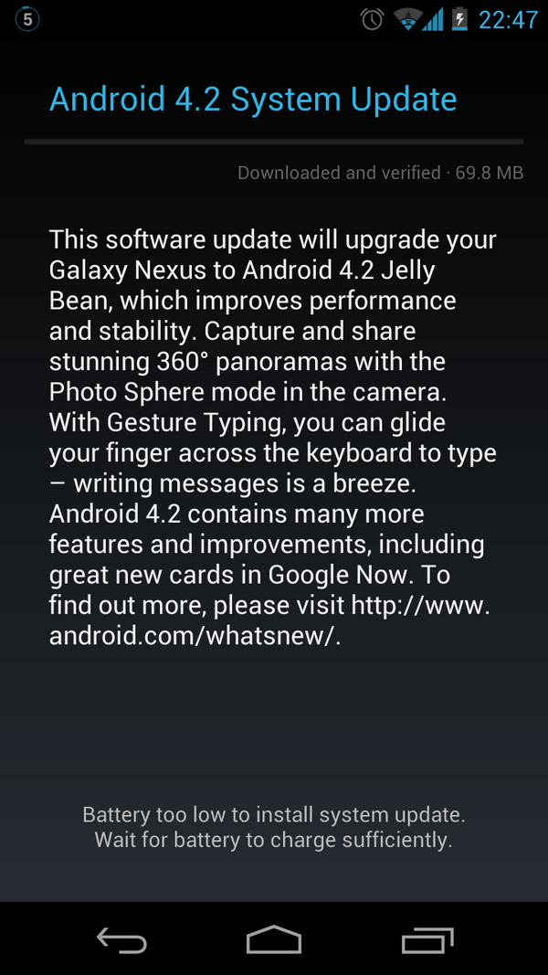 jacobturan's tweet image. Finally Android 4.2 update for my Galaxy Nexus! #android42 #galaxynexus