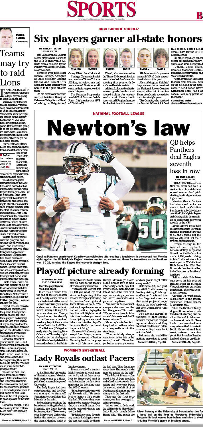 TimesTribune sports on Twitter "Here is a look at the sports front