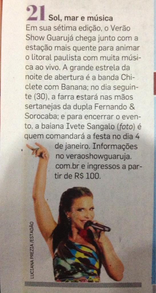 pedro1azevedo's tweet photo. Hoje no @Estadao (Viagem) tem nota sobre o @veraoshow -- vai ser TOP!!! http://t.co/iqPXFS4m