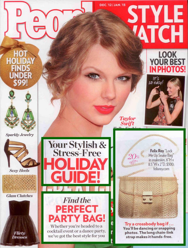felixrey's tweet photo. Loving the Dec12/Jan13 issue of @StyleWatchMag. Great gift ideas and holiday guide featuring our Lock Me Up Snake Bag! http://t.co/s3ZBoHbK