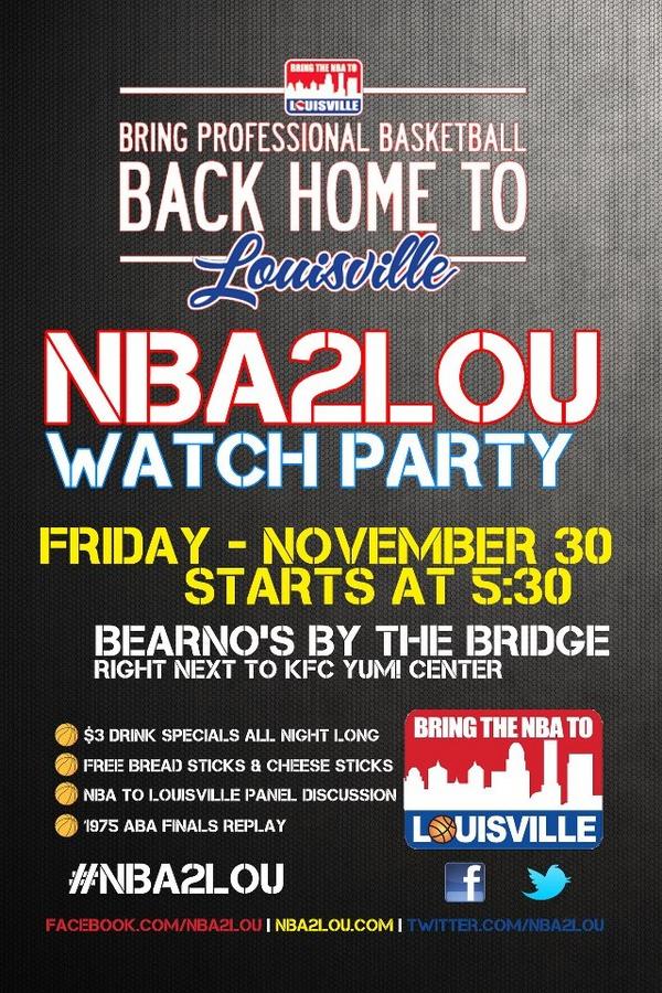 <a href="/PatrickClancy1/">Patrick Clancy</a> @dannytilton3 @matthewenglish4 Come to the  #nba2lou party <a href="/BearnosBTB/">BearnosBTB</a> this Friday! Spread the word!