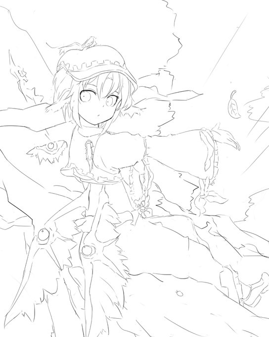 ミスティア描いた。なんかゴチャゴチャしてる。 