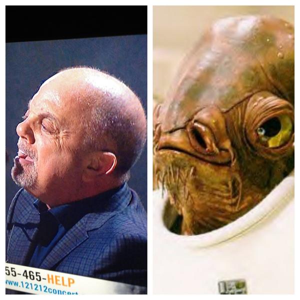 Tatooine_'s tweet photo. Billy Joel looks like @_Admiral_Ackbar  #starwars #121212Concert http://t.co/dcBUwMmh