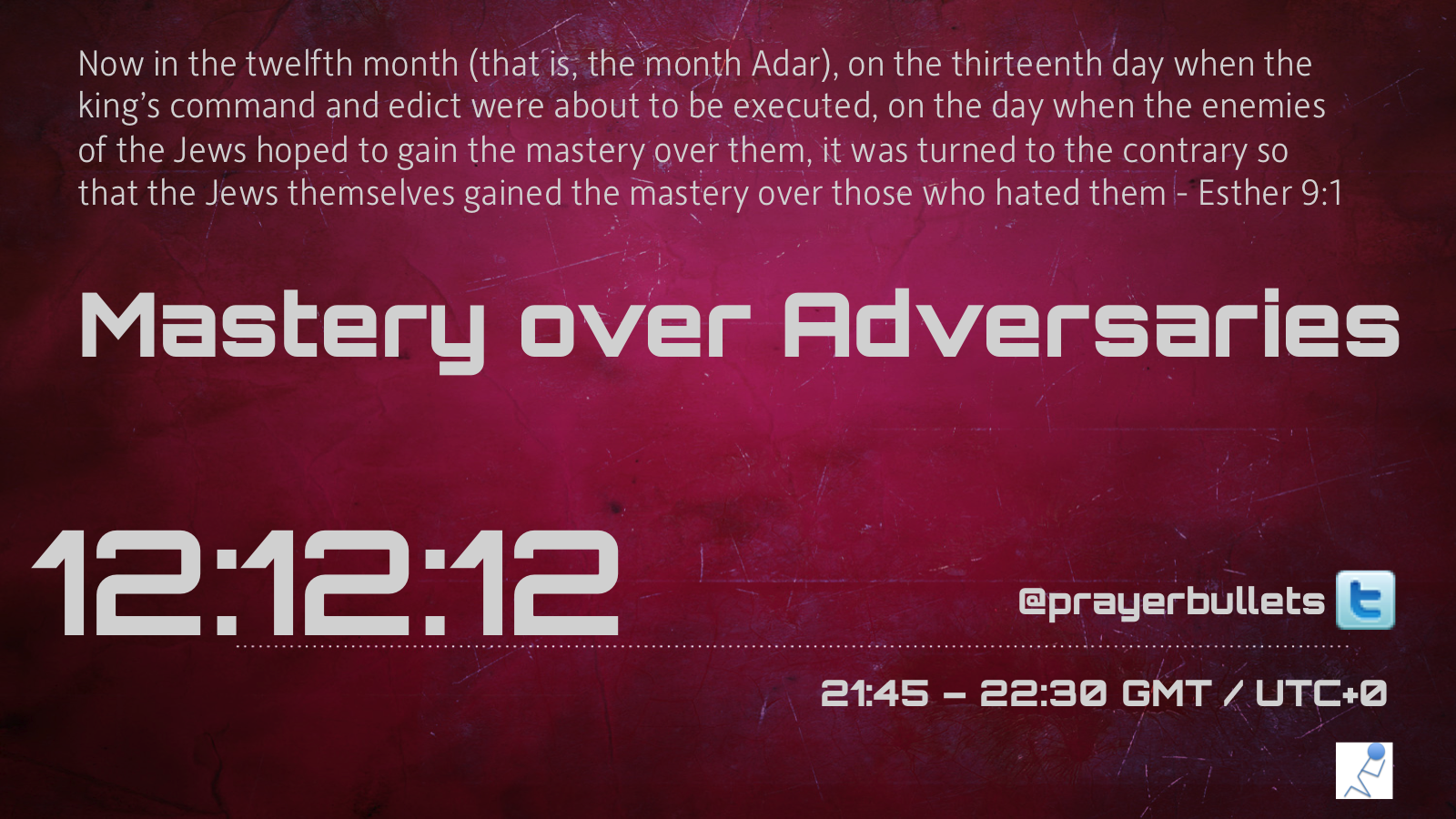 Prayerbullets On Twitter: "Oh Lord, Avenge Me Of My Adversary Cf. Luke 18:3  - #Intercessoryprayers 12/12/12 : 21:45 - 22:30 Gmt/Utc+0  Http://T.co/Pc0Cnhal" / Twitter