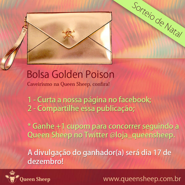 loja_queensheep's tweet photo. Sorteio da Bolsa Golden Poison. Em anexo a foto da bolsa e regulamento. Curta a página do facebook:http://t.co/Dhd3fNJ4 http://t.co/QQWDALBn