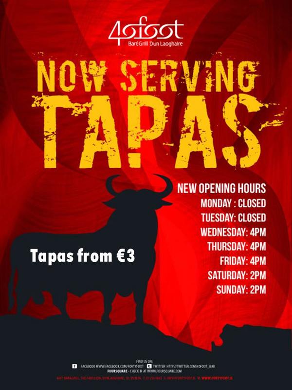40Foot_Bar's tweet photo. We will be serving our NEW TAPAS MENU from Wednesday - Sunday! There's lots of tasty dishes to choose from #tapas http://t.co/d9iNujet
