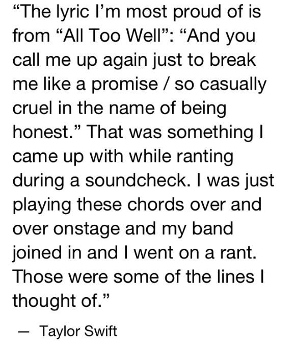shaillenes's tweet photo. Taylor's favorite line she's written. http://t.co/Zp0JFK63