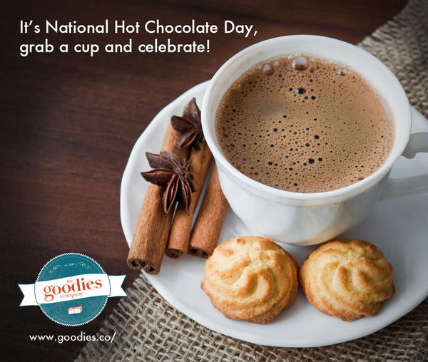 GoodiesCompany's tweet image. It's National Hot Chocolate Day, grab a cup and celebrate! #goodiesco