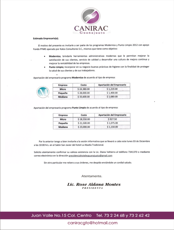 Lunes 03 de  Diciembre 2012, 10:00am Salón San Javier del Hotel La Abadia Tradicional...