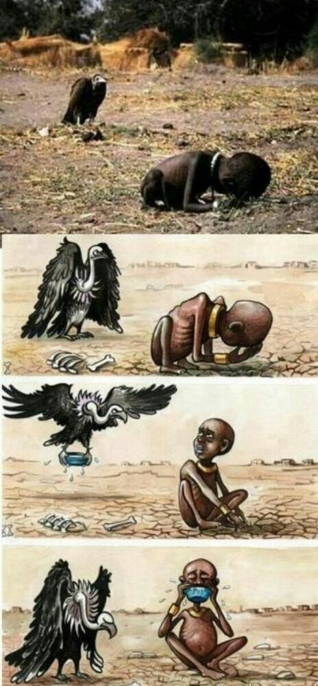 e22e1141's tweet photo. رسام تم تكريمه بسبب صورة "المجاعه" الشهيرة قال:العالم لم يتأثر بالصورة لقد نسوها
والجوع مستمر ولعل النسر أرحم
http://t.co/kaAILQRF


