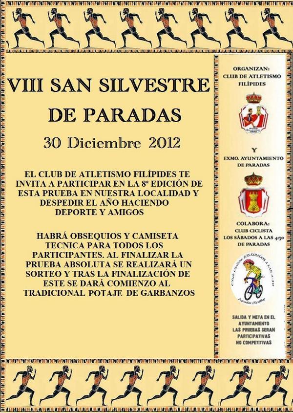 El 30 de Diciembre será la VIII edición de la San Silvestre de Paradas, más info en: caeja.es/Todo-informaci…