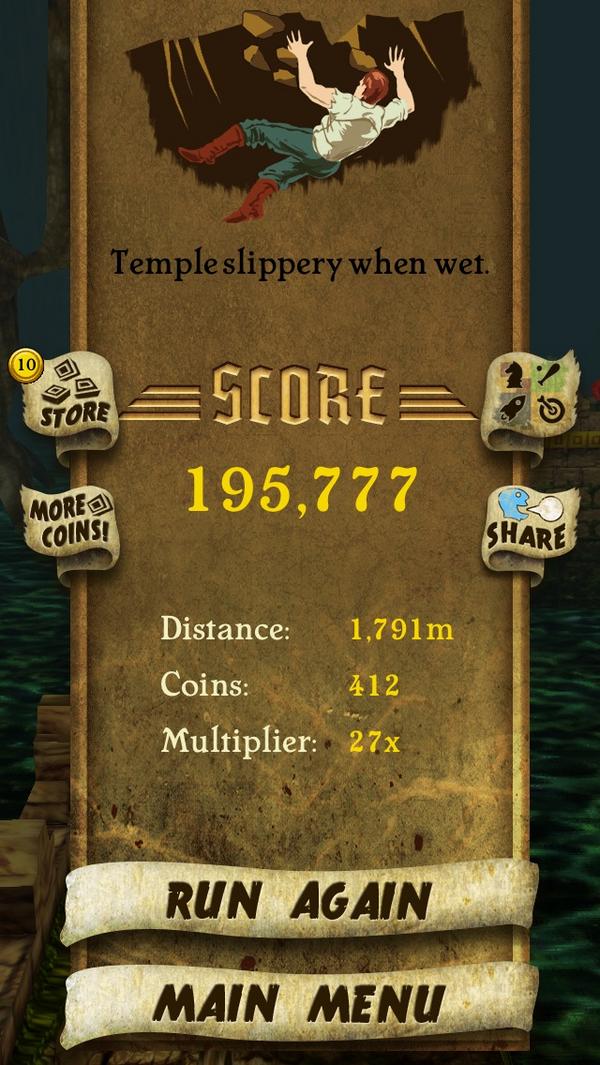 I got 196,047 points while escaping from demon monkeys. Beat that! bit.ly/TempleRunGame #TempleRun
