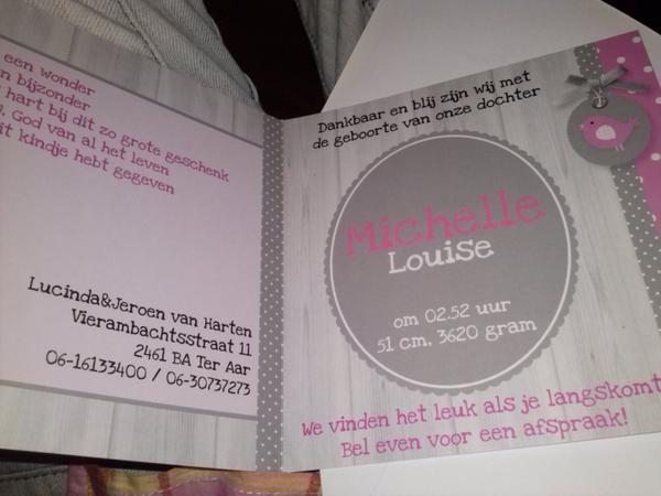 bartvanboeijen's tweet photo. @naudvdoorn kom maar op met die chocoladeletters :P . Het is een meisje geworden! :) http://t.co/Rk6DV3N7