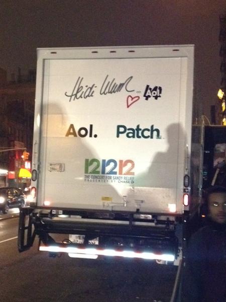 patchpr's tweet image. The @HeidiKlum, @PatchTweet &amp;amp; @AOL truck is on the way, bringing relief to #Sandy communities. patch.com/A-zXwX