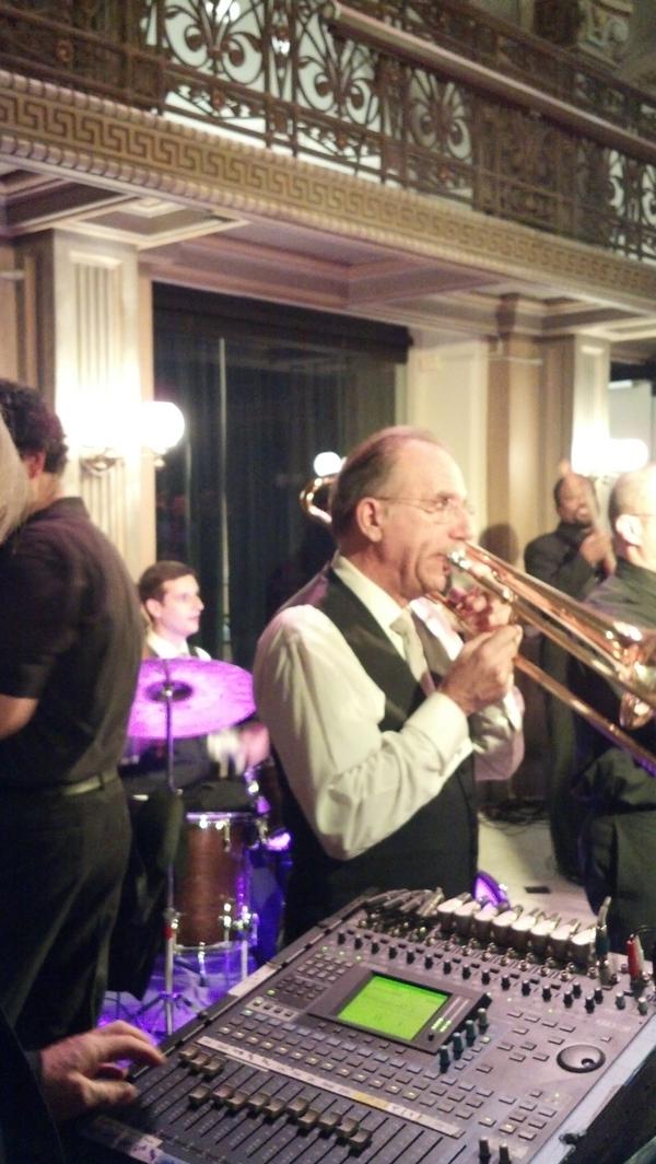 Mike_Feld's tweet photo. Jon playing the drums at his wedding. Henry on the trombone. #smithweddding http://t.co/2oOTu63H