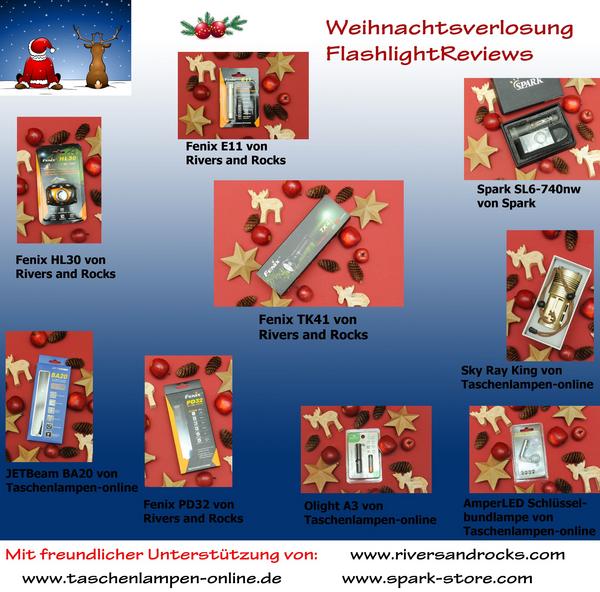 Weihnachtsverlosung auf 
facebook.com/FlashlightRevi…
Tolle Taschenlampen-Preise im Gesamtwert von rund 400 Euro!