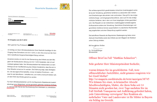 Warum verschicken Sie 2 Tage nachdem Sie für #mollath eintreten diesen Brief an eine verzweifelte Mutter? #seehofer