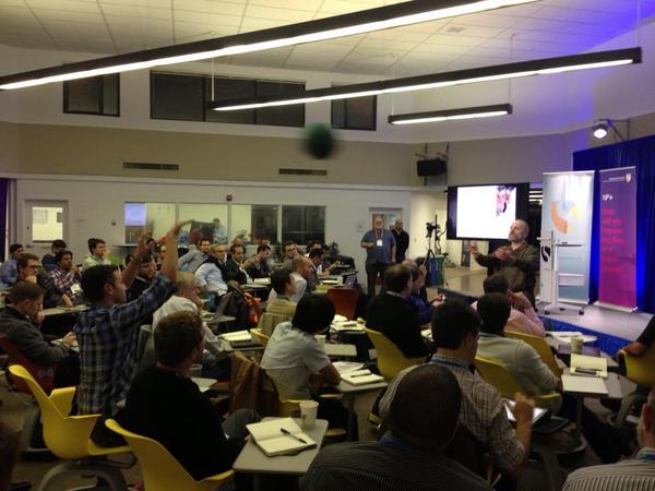 singularityu's tweet photo. Speaker Ted Selker, human interface designer, passing a ball (microphone) he designed for Q&A at #epd12 #singularityu http://t.co/DLkNI1cb