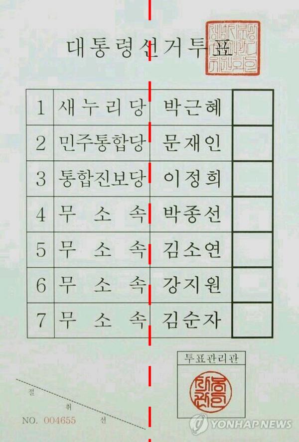 [투표 용지는 날인 후 세로로 접기] 첫 투표 하시는 분. 성격 급하신 분. 투표 용지는 날인 후 잠시 말리시고 세로로 접어주세요. 가로로 접어서 접힌 반대쪽에 잉크가 묻으면 무효표가 될 가능성이 높아요. ^^