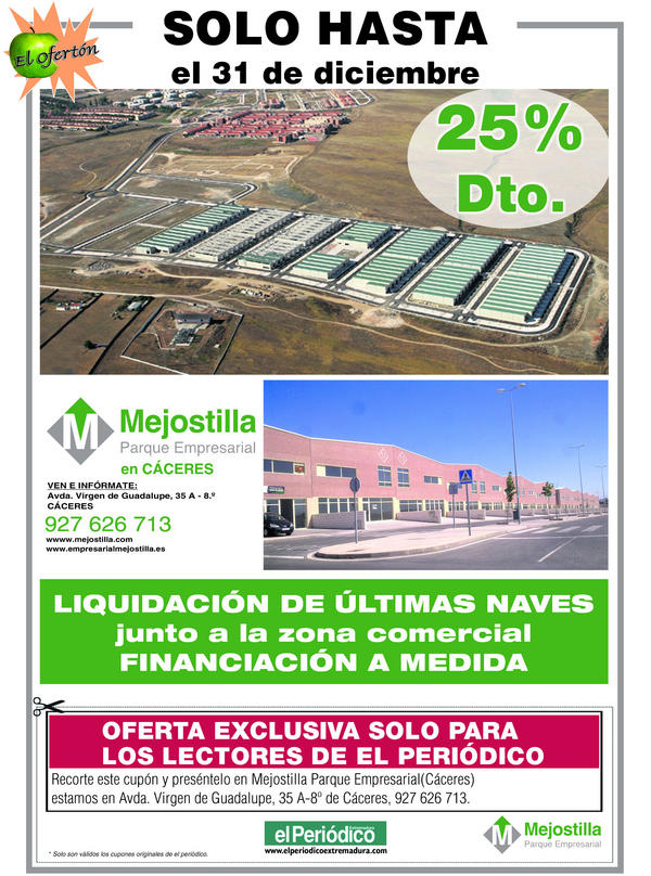 mejostilla's tweet photo. El ofertón del Periódico Extremadura, últimas naves a la venta, liquidación total con un 25% de descuento. http://t.co/rfpdm5Fg