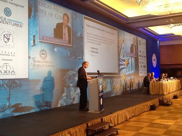 BobApfel's tweet photo. Speaking now @AmChamGr http://t.co/GozWjEuB