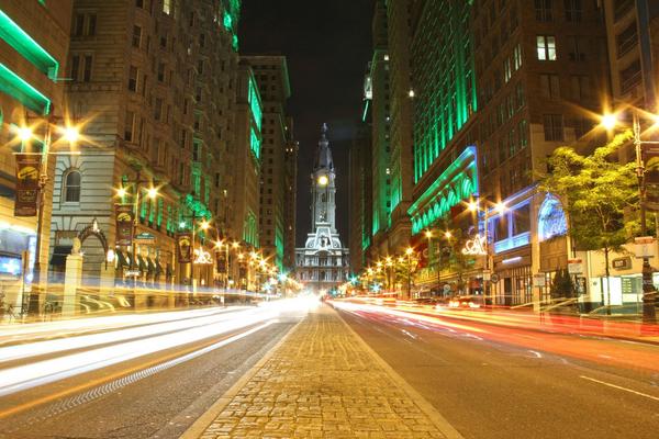 Loku's tweet photo. Broad St., Philadelphia at night - http://t.co/aZTbQy4U