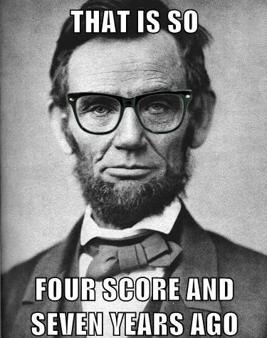 TheJactionary's tweet photo. @lobbylaundry Hipster Lincoln. #memes http://t.co/jju1kFQz