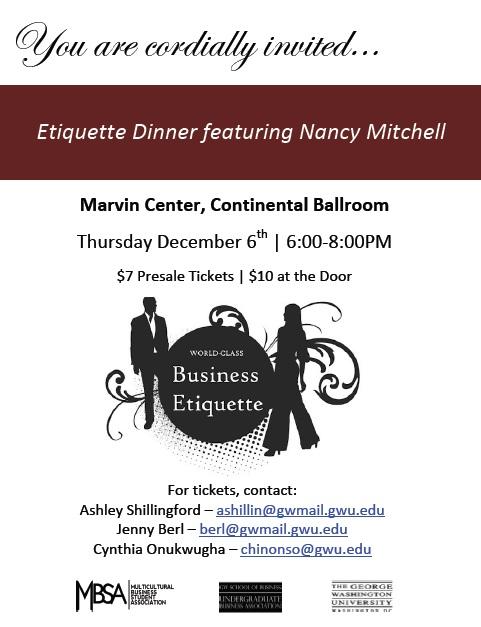 MBSA Etiquette Dinner tomorrow night!! See you there!!!