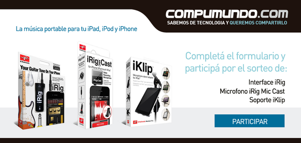 compumundo's tweet image. ¡Ganá un IRig, iRig MicCast y iKlip con @compumundo  y #Microbyte!
Ingresá aquí y registraté --&amp;gt; on.fb.me/YOz8nv.
