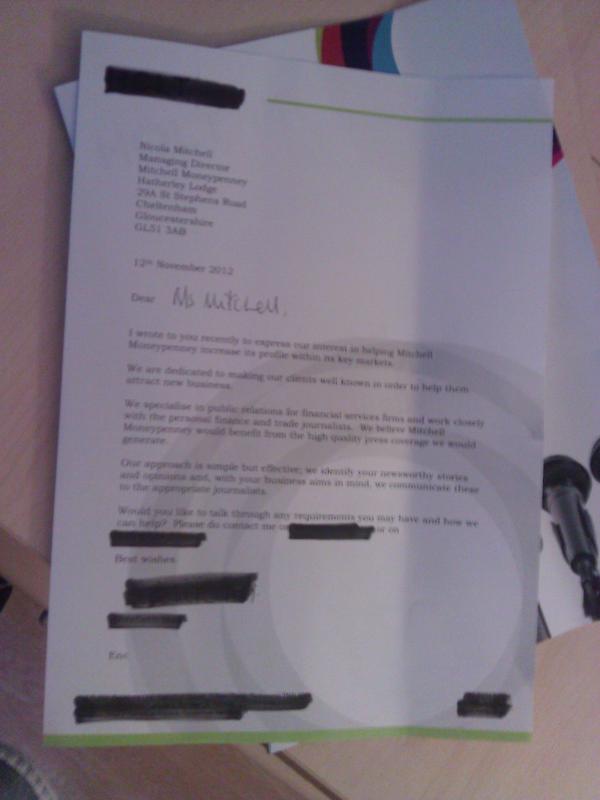 nic_moneypenny's tweet image. Oh dear, its happened again. Competitor financial PR agency obv thinks we R potential client for them ! #database_error