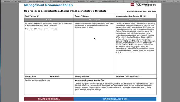 workpapers's tweet image. Webinar is live! @danzitting just showed a sample Audit Report for #P-card audit created in ACL Workpapers