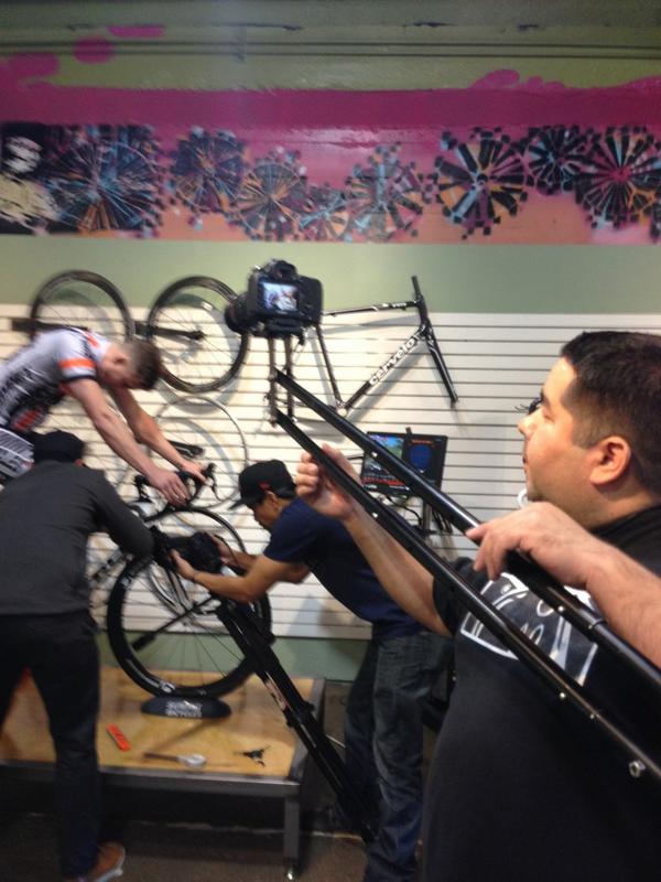 JrCalanoc's tweet photo. XLR8 at Summit Bicycles taping for our Dec 16 show. http://t.co/cFffV1RZ