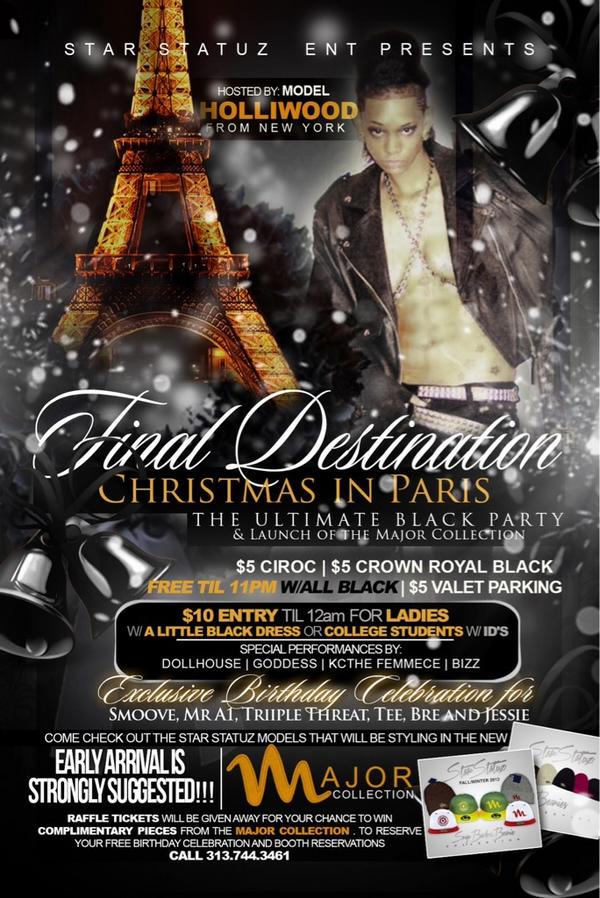 Real_Holliwood's tweet image. Friday December 21st Hosted By #StudModel ---Holliwood FREE before 11pm .. Christmas in Paris the ULTIMATE BLACK PARTY